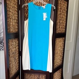 WD.NY Turquoise and cream soft Sleeveless dress size L